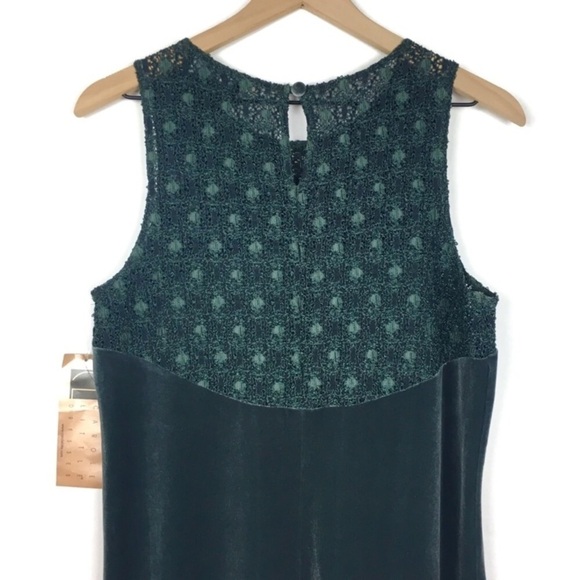 CAROLE LITTLE Long Dress Crushed Velvet Lace Stretchy Piccadilly Gown Size 12 - Picture 4 of 9